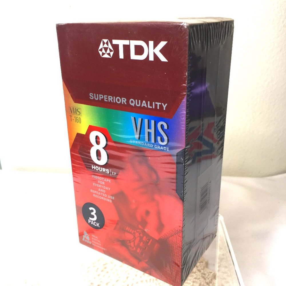 TDK 3 pack 8 Hour T-160 blank VHS NWT
